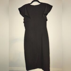 Retro Black Flutter Ruffle Cap Sleeve Dress Size 8 Chelsea28